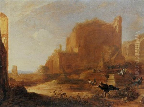 A Landscape With The Resurrection Of Christ Oil Painting by Bartholomeus Breenbergh