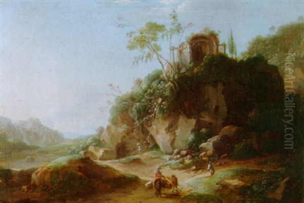 Landschaft Mit Tempelruinen Und Figuren Oil Painting by Bartholomeus Breenbergh