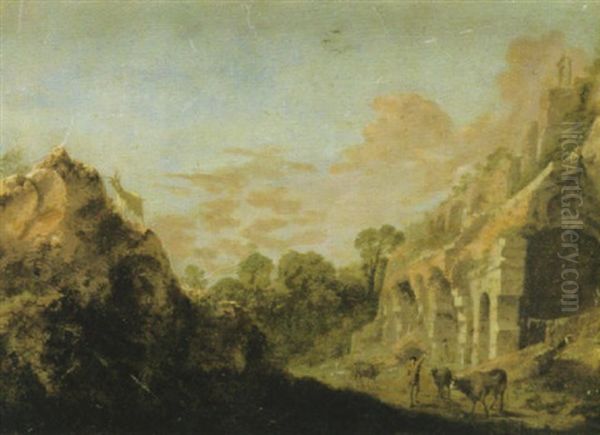 Ruinlandskap Med Faraherde Oil Painting by Bartholomeus Breenbergh