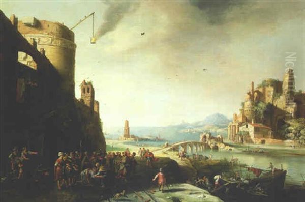 Cornelius Worshipping Saint Peter At Caesarea Oil Painting by Bartholomeus Breenbergh