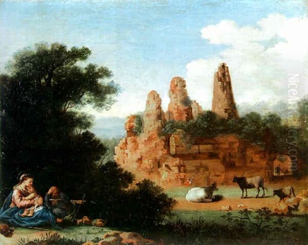 The Rest On The Flight Into Egypt Oil Painting by Bartholomeus Breenbergh