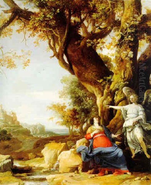 Landscape With Hagar And The Angel At The Well Oil Painting by Bartholomeus Breenbergh