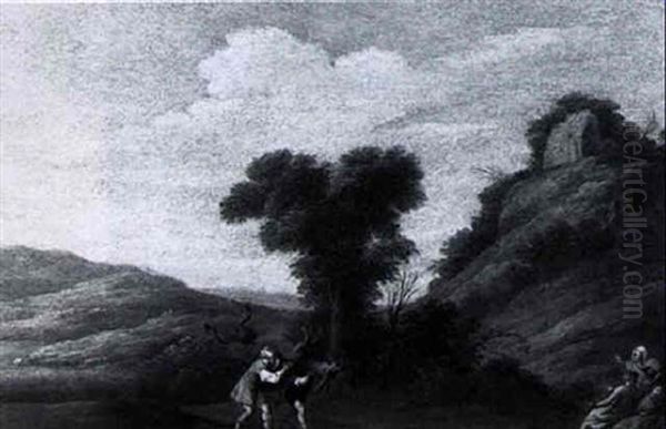 Illustrations From A Fable: A Man Carrying An Ass Oil Painting by Bartholomeus Breenbergh