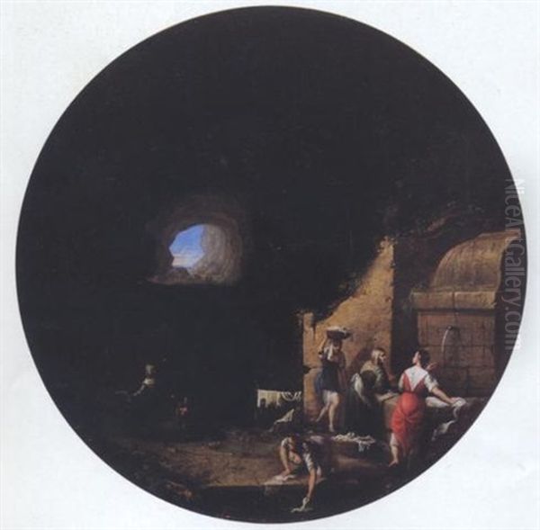 Waschende Frauen In Einer Grotte Oil Painting by Bartholomeus Breenbergh