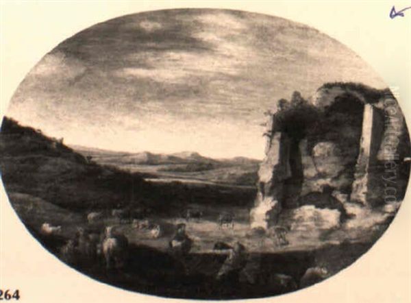 Sudliche Landschaft Mit Hirten Oil Painting by Bartholomeus Breenbergh