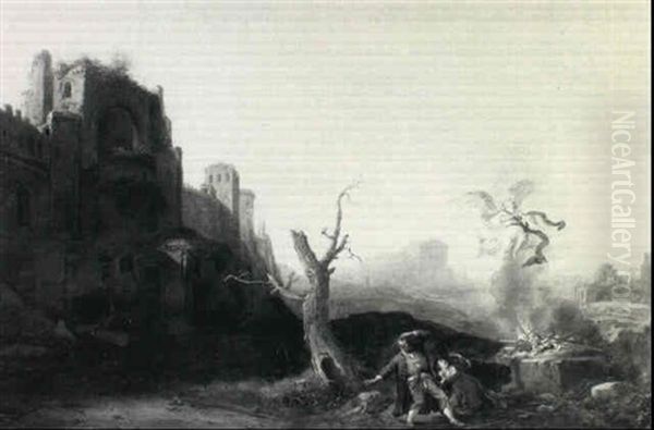 Landscape With The Sacrifice Of Manoah Oil Painting by Bartholomeus Breenbergh