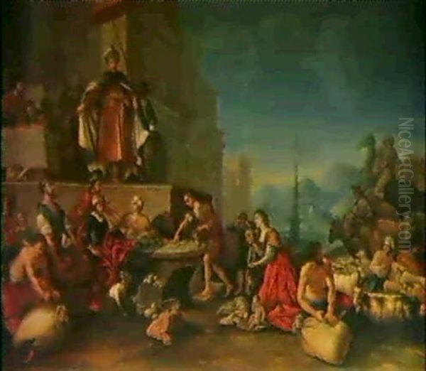 Der Agyptische Joseph Verteilt Wahrend Der Hungersnot... Oil Painting by Bartholomeus Breenbergh