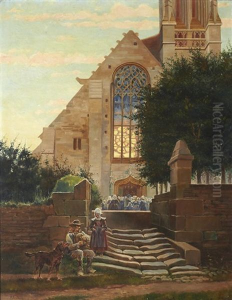 Going To Church Oil Painting by Paul Henri Breham