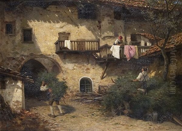 Vor Dem Bauernhof Oil Painting by Karl Breitbach