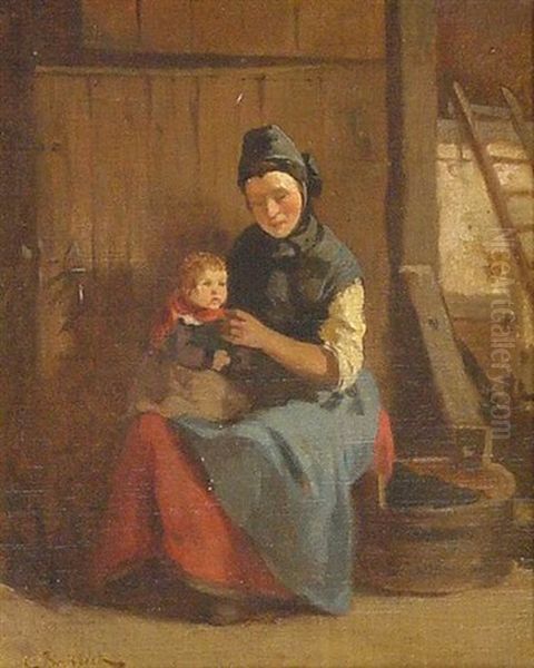 Junge Mutter Mit Ihrem Kleinkind Oil Painting by Karl Breitbach