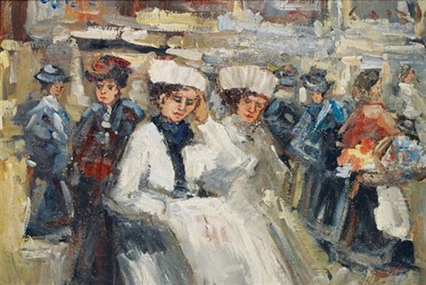 Elegante Au Marche Oil Painting by George Hendrik Breitner