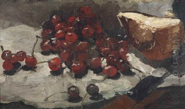 Kersen: A Still Life With Cherries Oil Painting by George Hendrik Breitner