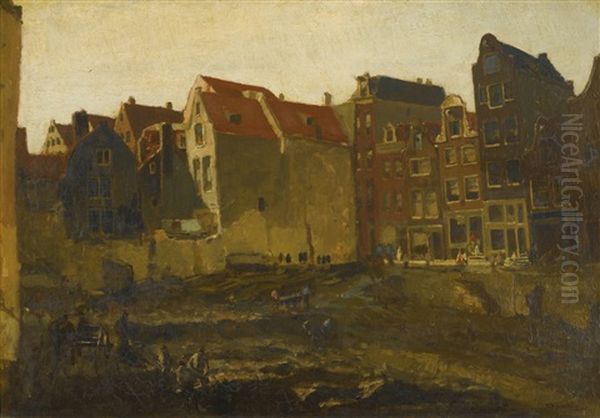 Building Site In Amsterdam Oil Painting by George Hendrik Breitner