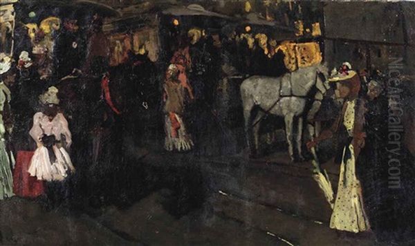 Zondagavond Op De Dam; A Sunday Evening At The Dam, Amsterdam Oil Painting by George Hendrik Breitner