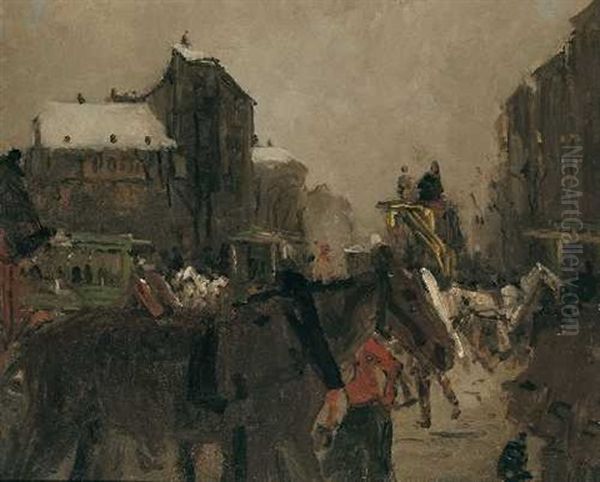 Der Nieuwmarkt Im Winterlichen Amsterdam by George Hendrik Breitner