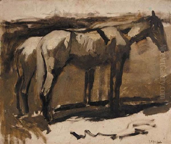 Wekpaarden Oil Painting by George Hendrik Breitner