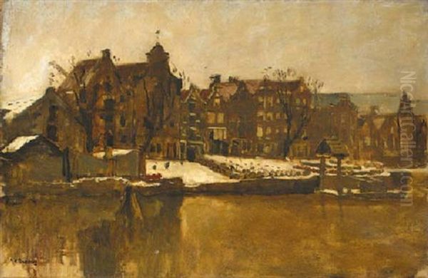 Gezicht Op De Teertuinen, Amsterdam, In De Winter Oil Painting by George Hendrik Breitner