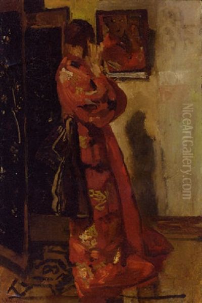 Voor De Spiegel Oil Painting by George Hendrik Breitner