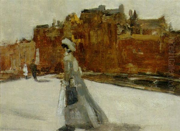 A Passer-by On The Rokin (?) Oil Painting by George Hendrik Breitner