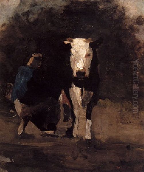 Milking Time Oil Painting by George Hendrik Breitner