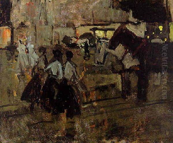 Dam Bij Avond Oil Painting by George Hendrik Breitner