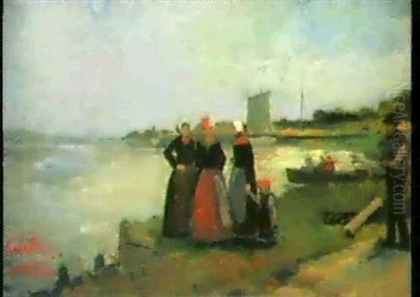 Das Gesprach Am Strand Oil Painting by George Hendrik Breitner