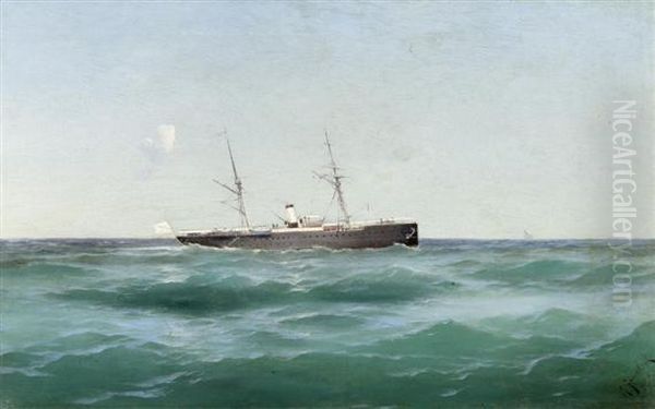 Ship At Sea Oil Painting by Mikhail Alisov