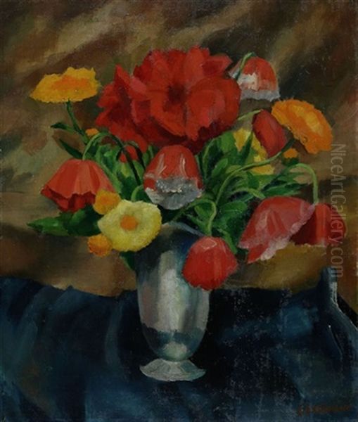 Stillleben Mit Blumenvase Oil Painting by Georg Breitwieser