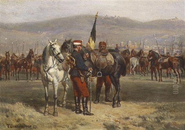 Ulanenregiment Vor Klosterneuburg Oil Painting by Theodor Breitwieser