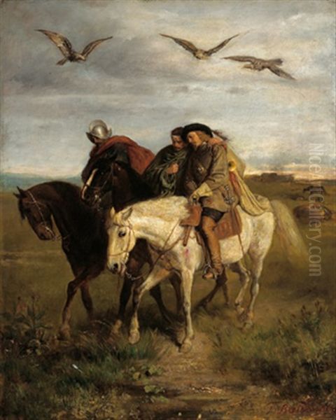 Die Drei (nach Einem Gedicht Von Nikolaus Lenau) Oil Painting by Theodor Breitwieser