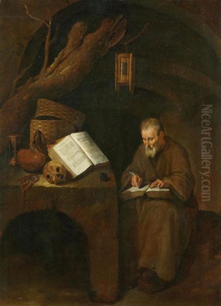 A Hermit Monk In A Cave Oil Painting by Quiringh Gerritsz van Brekelenkam