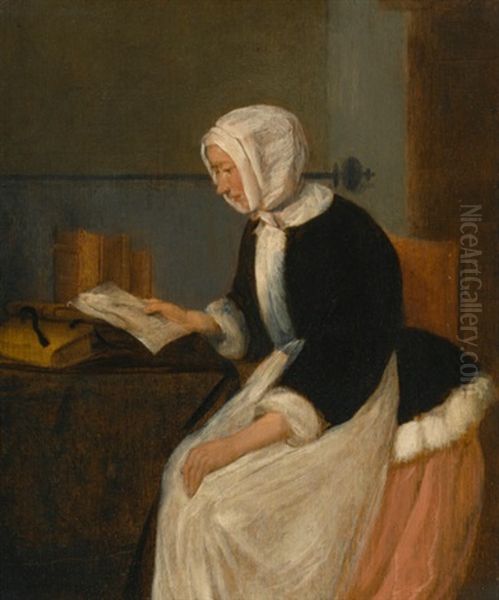 A Young Lady Reading A Letter In An Interior Oil Painting by Quiringh Gerritsz van Brekelenkam