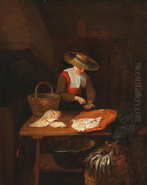 The Fishmonger Oil Painting by Quiringh Gerritsz van Brekelenkam