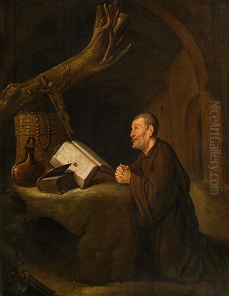 Praying Hermit Oil Painting by Quiringh Gerritsz van Brekelenkam