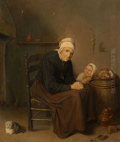 Vieille Femme Et Enfant Dans Un Office Oil Painting by Quiringh Gerritsz van Brekelenkam