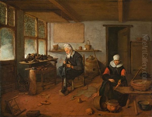 The Shoemaker And His Wife Oil Painting by Quiringh Gerritsz van Brekelenkam