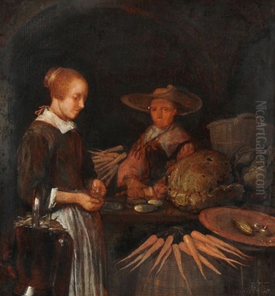 Auf Dem Gemusemarkt Oil Painting by Quiringh Gerritsz van Brekelenkam