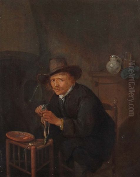 Bauer Mit Hering Oil Painting by Quiringh Gerritsz van Brekelenkam