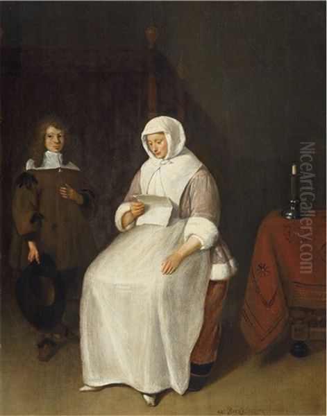 Young Woman Reading A Letter Oil Painting by Quiringh Gerritsz van Brekelenkam