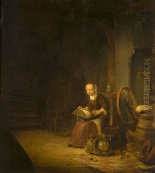 Fileuse Dans Un Interieur Domestique Oil Painting by Quiringh Gerritsz van Brekelenkam