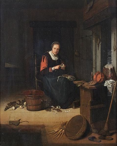 The Kitchen Maid Oil Painting by Quiringh Gerritsz van Brekelenkam