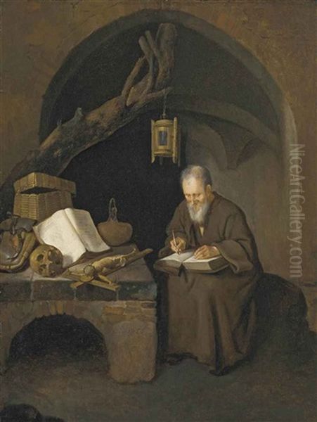 A Hermit Monk In A Cave Oil Painting by Quiringh Gerritsz van Brekelenkam