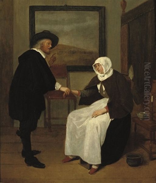 A Doctor Feeling A Woman's Pulse Oil Painting by Quiringh Gerritsz van Brekelenkam