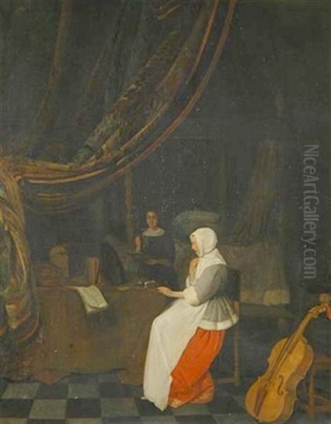 Lady At Her Toilette Oil Painting by Quiringh Gerritsz van Brekelenkam