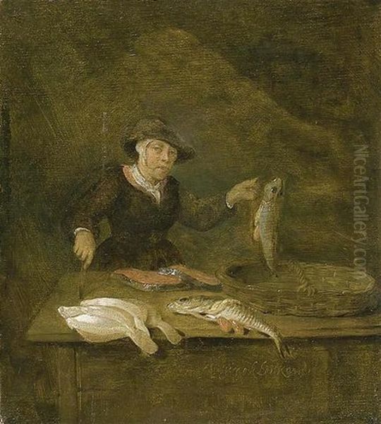 La Marchande De Poissons Oil Painting by Quiringh Gerritsz van Brekelenkam