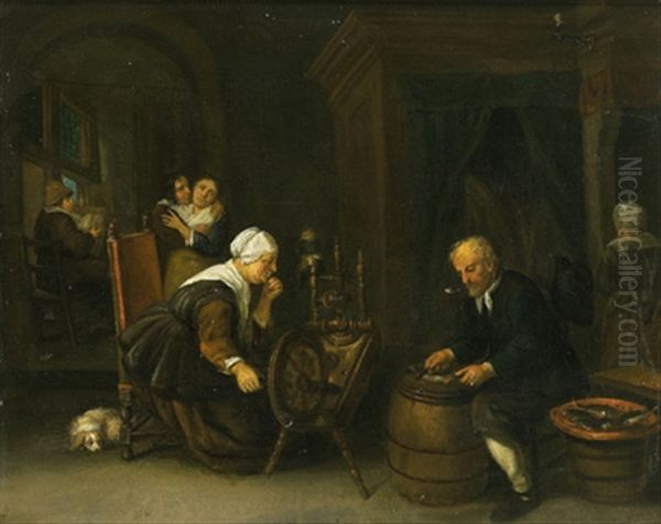 Bauern In Der Stube Oil Painting by Quiringh Gerritsz van Brekelenkam