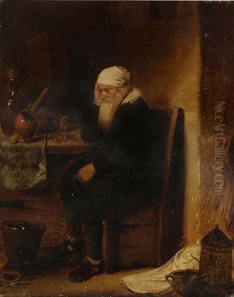 An Alchemist Oil Painting by Quiringh Gerritsz van Brekelenkam