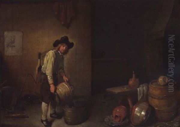 Kucheninterieur Mit Milchmann Oil Painting by Quiringh Gerritsz van Brekelenkam