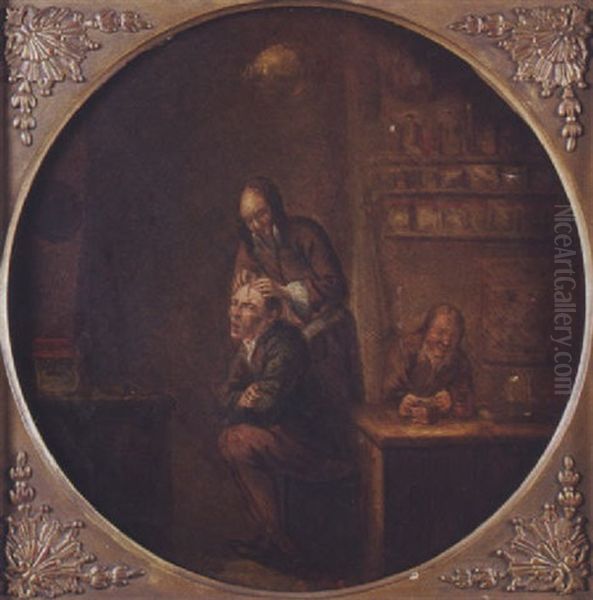 Pharmacy Interior With Figures Oil Painting by Quiringh Gerritsz van Brekelenkam