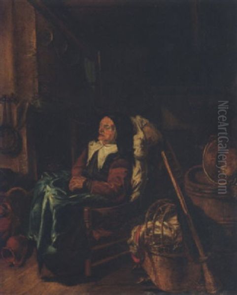 In Einem Stuhl Schlafende Alte Oil Painting by Quiringh Gerritsz van Brekelenkam